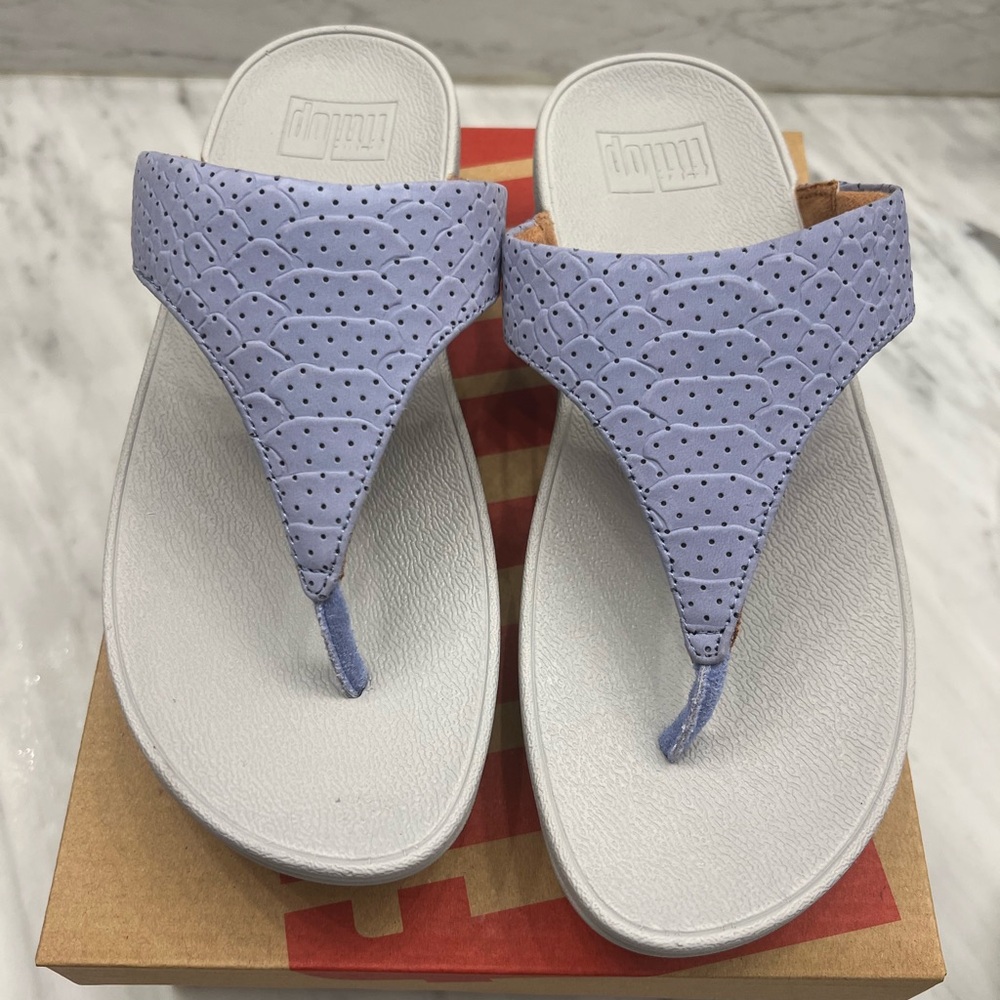 Fitflop Perf Croc Embossed Wild Lavender Leather Sandals - New